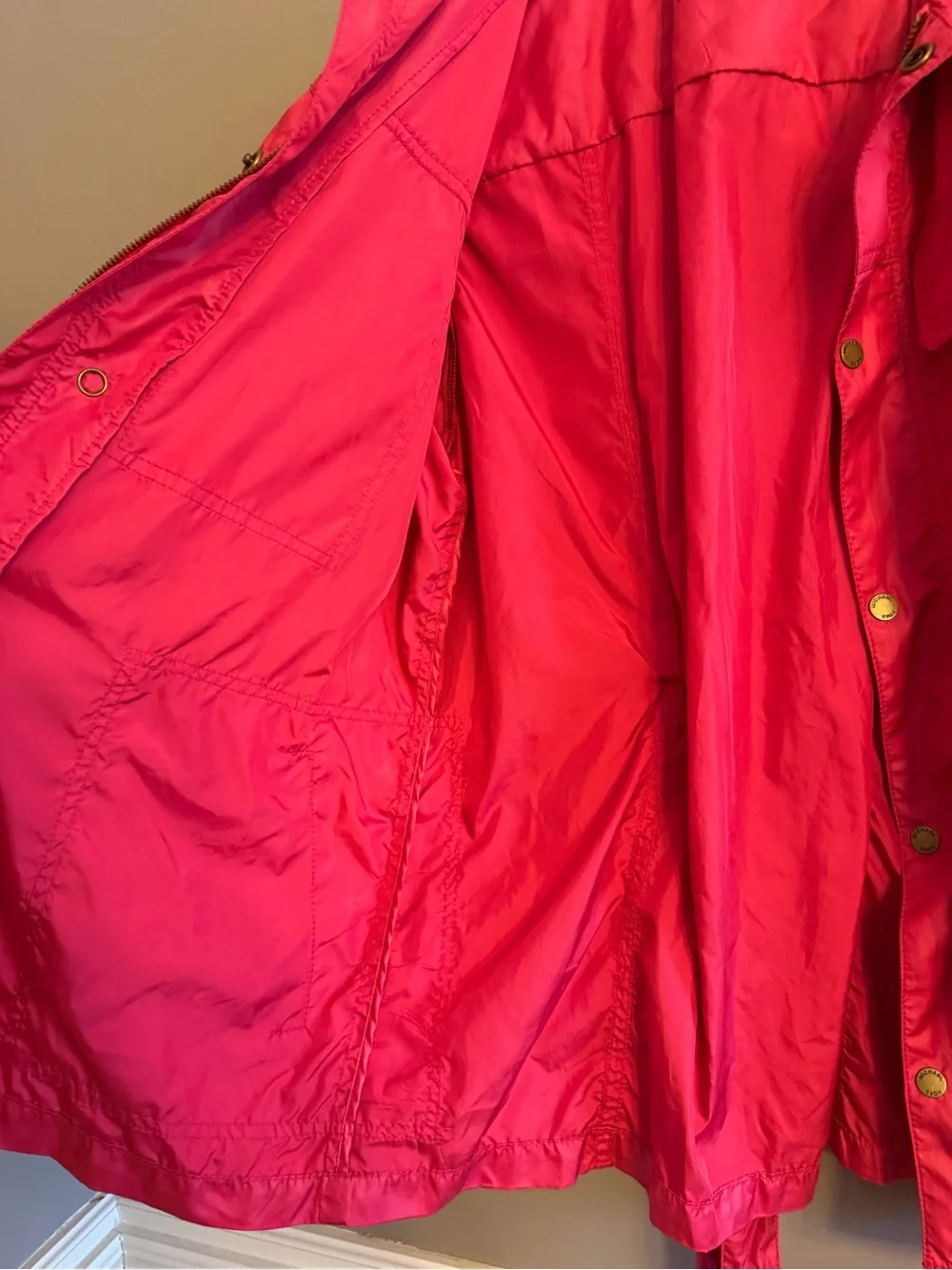 MICHAEL Michael Kors Hot Pink Hooded Lightweight Rain Anorak Jacket Coat Med